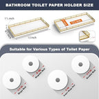Bathroom Toilet Tank Tray, 13" Wood Toilet Paper Storage Basket Tray Back of Toilet Basket Organizer,Vanity Tray for Perfume Makeup Candle Decor, Gold & White - Image 3