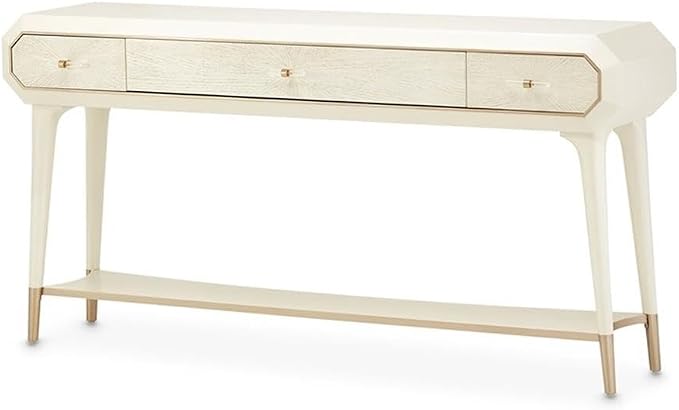 MICHAEL AMINI La Rachelle 3 Drawer Console Table in Champagne Ivory by Michael+Amini