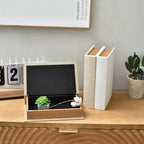DECOR4SEASON Modern Linen and Wood Decorative Faux Book Boxes Set of 3,10" - Image 5