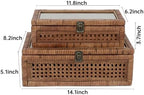 DECOR4SEASON Set of 2 Rattan and Cane Stacking Boxes,Brown,12"&14" - Image 2