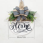 Welcome Sign for Front Door, Rustic Round Wood Wreaths Wall Hanging Outdoor Decor, Porch Fence Decorations Hanging Gift for Home Outdoor for Spring Summer Fall All Seasons Holiday, Bless This Home - Image 7