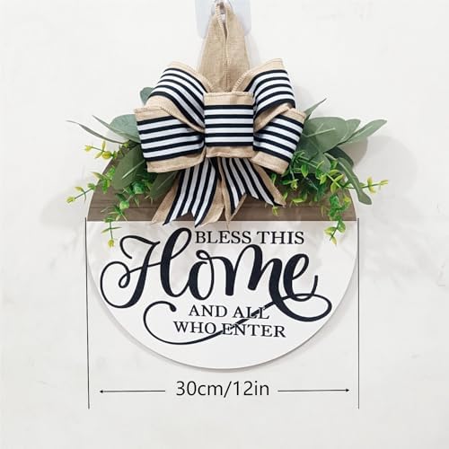 Welcome Sign for Front Door, Rustic Round Wood Wreaths Wall Hanging Outdoor Decor, Porch Fence Decorations Hanging Gift for Home Outdoor for Spring Summer Fall All Seasons Holiday, Bless This Home - Image 7