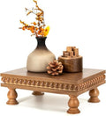 EOSAHR Wood Riser with Beaded: Pedestal Stand for Home Rustic Decor, Brown by EOSAHR