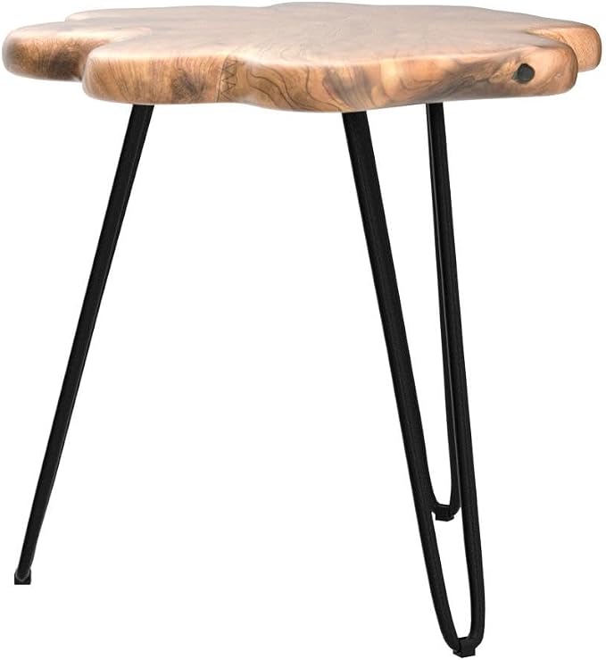 19.5 Inch Live Edge Side Table, Wood Freeform Small End Table - Image 4