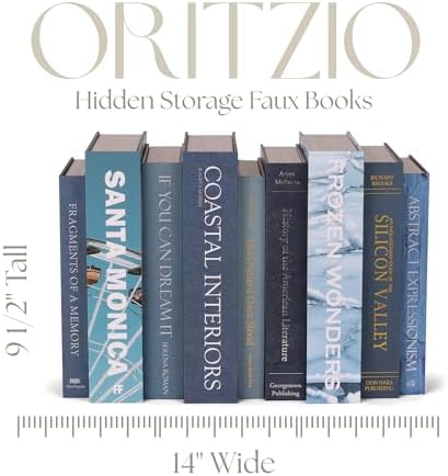 ORITZIO Blue Faux Books Set of 9 - Hidden Storage Fake Books Ideal for Coffee Table, Home Staging, Interior Design & Fashion Books, Old Money Aesthetic, Library Decor, Beach House Accessories - Image 4