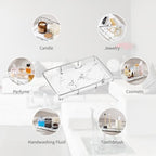 Dobbyby Vanity Tray Makeup Organizer Cosmetics Storage Bathroom Skincare Organizer Countertop Display Rack in Dresser Stainless Steel Shelf Marble Print Ceramic Trays - Image 3