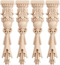 4Pcs Wood Carved Appliques Onlays Unpainted Carving Decals Mouldings Trim by MUXSAM