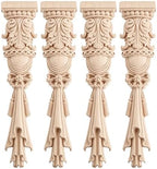 4Pcs Wood Carved Appliques Onlays Unpainted Carving Decals Mouldings Trim by MUXSAM