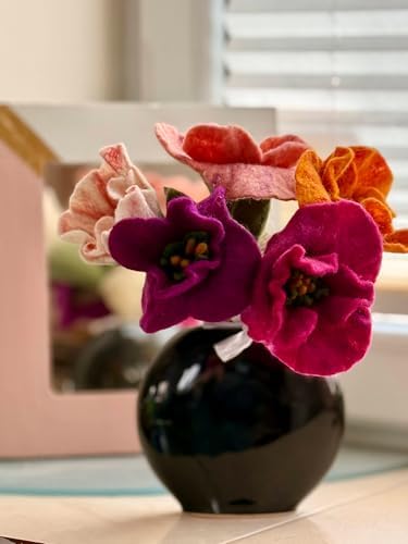 Glaciart One Felt Camellia Flowers Artificial Bouquet - 5 pcs | Reusable, Washable and Essential Oil Ready Multi Color w/Bendable Wire Stem | Great as Gift and Home or Event Decorations - Image 4
