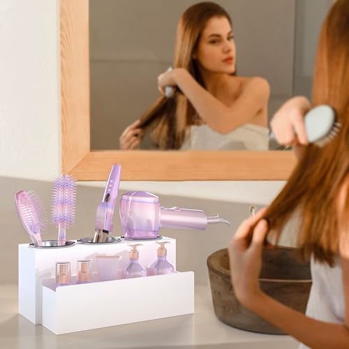 Matte White Countertop Detachable Hair Tool Organizer for Vanity - Image 5