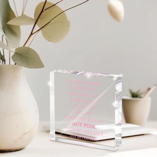 If I Survive This Week Hot Pink Straitjacket Desk Sign - 4x4 Inch Acrylic Office Decor with Sarcastic Humor, Motivational Desk Accessories for Women, Therapist Gift & Pink Office Supplies - Image 6