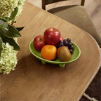 Three-Leg Ceramic Fruit Bowl, 10 Inch Oval Serving Dish for Kitchen Counter, Candy or Key Holder, Home Decor Accent Beige Green - Image 5