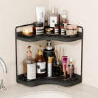 2-Tier Corner Bathroom Counter Organizer for Storage, Black by Unknown