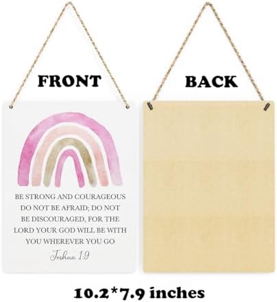 Inspirational Boho Scripture Wall Art Bible Verses Joshua 1:9 Wooden Hanging Sign Prayer Room Decor Religious Gift Christian Wall Decor for Home Office Bedroom Baby Boys Girls Room Nursery 8x10 Inches - Image 7
