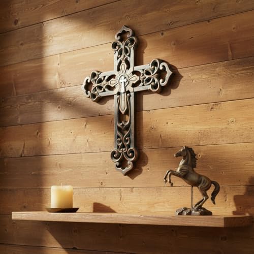 Comfy Hour 13.3 Inch Wall Crosses for Home Decor, Ornate Decorative Cross - Image 3