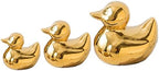 Golden Ceramic Duck Figurines，Home Decor Animal Sculptures and Statues Handmade Artware Decor,Mini Duck Sets 3 PCS by TQUPT