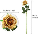10pcs Gold Roses Artificial Flowers, Realistic Faux Rose with Long Stem - Image 4