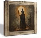 Moonlit Witch Wood Plaque Sign, Gothic Halloween Mantel Art Decor 31 by XJCUG