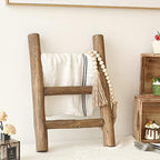 FUIN Tea Towel Ladder, Mini Rustic Solid Wood Decorative Ladder, Brown - Image 2