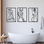 CHENGU 3 Pieces Metal Minimalist Abstract Woman Wall Art Line Drawing Wall Art Decor Single Line Female Home Hanging for Kitchen Bathroom Living Room - Image 7
