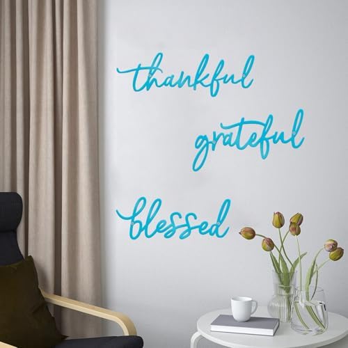 3 Pieces Thankful Grateful Blessed Letter Sign Metal Wall Decor - Image 4