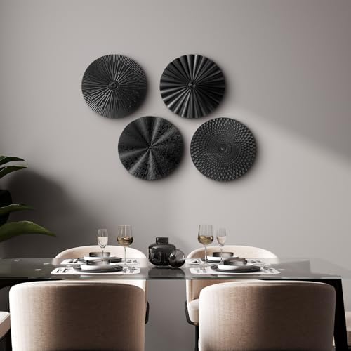 Hicarer 4 Pcs 12 Inch Black Metal Wall Art Decor Modern Sunburst Decor - Image 5