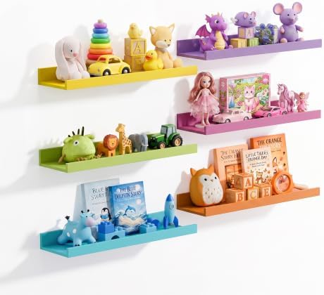upsimples Floating Shelves for Wall Decor Storage, Multicolor, 6Pcs, 15.7'' by upsimples