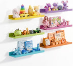 upsimples Floating Shelves for Wall Decor Storage, Multicolor, 6Pcs, 15.7'' by upsimples