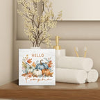 Hello Pumpkin Rustic Fall Thanksgiving Wood Box Sign Desk Decor 5X5 - Image 4