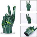 LCCCK Emerald Green Home Decor Peace Symbol Statue, Creative Hand Gesture Peace Sign Decor, Emerald Green Fingers Sculpture for Living Room Bedroom Coffee Table, Desktop, Bookshelf - Image 3