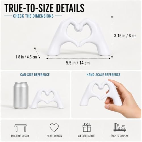 White Heart Hand Statues and Sculptures, White Room Decor Aesthetics for Living Room Coffee Table tv Cabinet Bookshelf Office Entry Desktop Bookshelf Decor. - Image 6