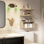RICHER HOUSE 3-Set Floating Shelves, Natural Bathroom Shelf Over Toilet - Image 6