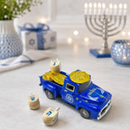 Hanukkah Truck Decor with 3 Wooden Dreidels and Gold Gelt Coins, 5.7-Inch - Image 6