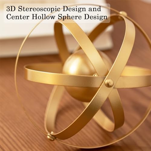 Metal Table Top Decor, 3D Metal Geometric Sculpture, Gold Abstract Sculpture for Home Decor, Table Decorations for Home, Decorative Sphere Art Decor - Image 5