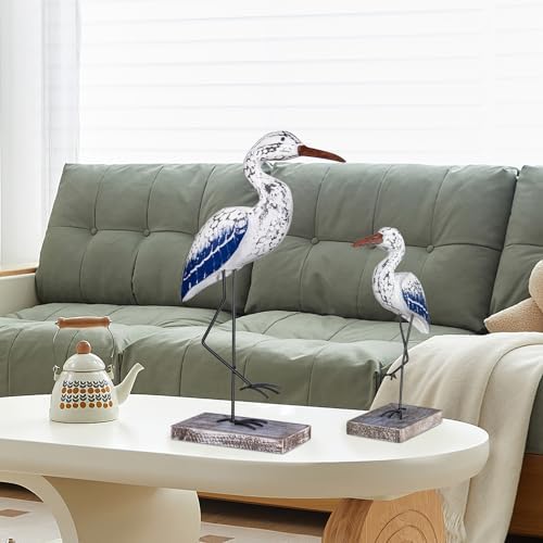 Wooden Seagull Statues Nautical Decor, Large Sea Bird Decoration for Home Coastal Beach Ocean Table Display - Image 7