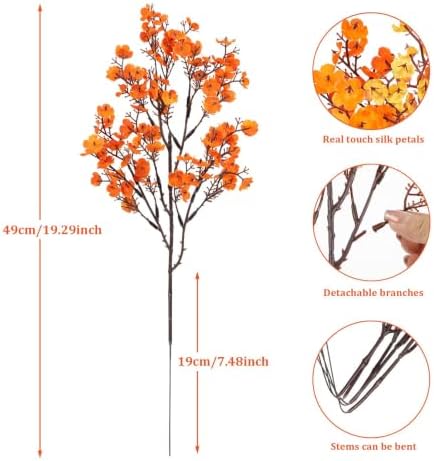 8Pcs Artificial Fall Flowers Real Touch Flowers Decorations,Orange Yellow - Image 7
