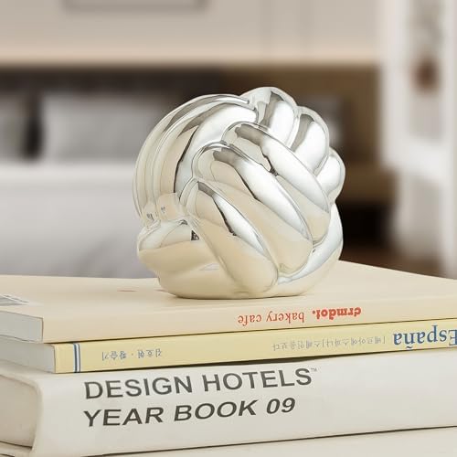 Small Silver Knot Decor, Chain Link Decor, Coffee Table Decor, Book Shelf Decor, Entry Table Decor, Aesthetic Minimalist Decorative Objects for Modern Home Living Room, Desk Decor for Office (Silver) by Lynagert