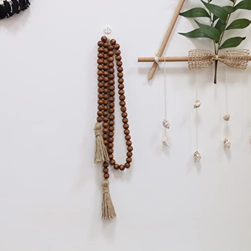 RAMIRABI 58in Wood Bead Garland, Farmhouse Rustic Country Decor, Brown - Image 3