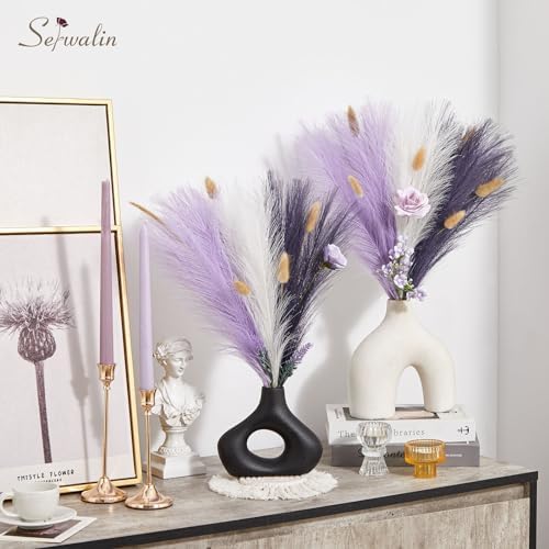 Serwalin 60PCS 17.7" Purple Pampas Grass Decor for Vase Filler Home Decor - Image 4