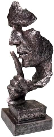 Silence is Gold Thinker Statue - 13.5 Inches Modern Abstract Sculpture Art, Minimalist Desk Decor for Office & Home, Creative Gift for Study/Bedroom Modern Abstract Sculpture Art for Desk Decor by Scekackdv