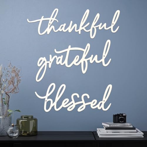 3 Pieces Thankful Grateful Blessed Letter Sign Metal Wall Decor - Image 2