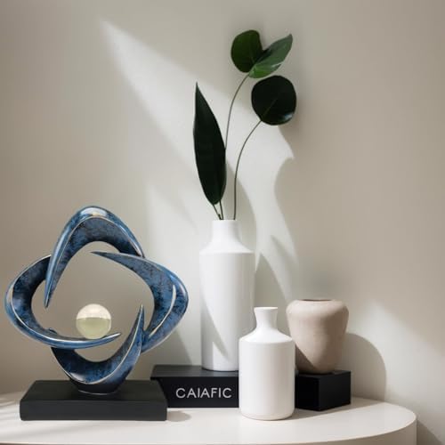 Modern Home Decor Abstract Decorative Sculpture Decorations for Living Room Dining Room Office, Resin Art Statues Coffee Table Bookshelf Decor Accents (Blue) - Image 3