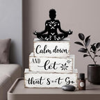 Marsui 4 Pcs Funny Bathroom Shelf Decor Calm Down and Let That Go Wood Sign by Marsui