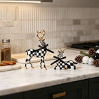 WDS WONDROUS Christmas Decorations Deer Figurines Black White Table Decor - Image 7