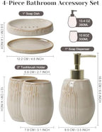 INGOFIN Ceramic Bathroom Accessories Set, Soap Dispenser &Toothbrush Holder - Image 2