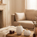 2Pcs Resin Pumpkin Figurines, Gold Stripe Fall Thanksgiving Decor - Image 4