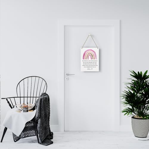Inspirational Boho Scripture Wall Art Bible Verses Joshua 1:9 Wooden Hanging Sign Prayer Room Decor Religious Gift Christian Wall Decor for Home Office Bedroom Baby Boys Girls Room Nursery 8x10 Inches - Image 6