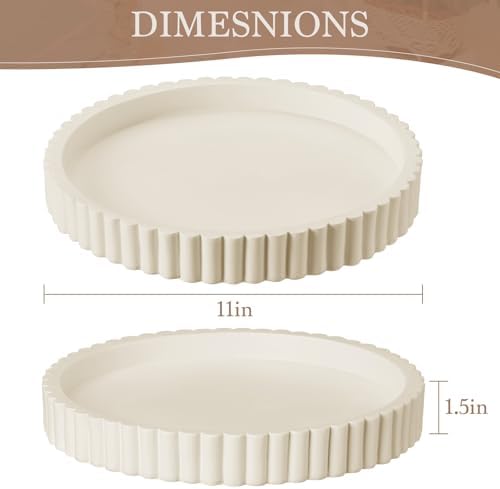 Decorative Tray for Coffee Table Decor - Resin Round Tray Stylish Coffee Table Centerpiece for Living Room Decor, Minimalist Vanity Organizer for Candles, Perfume, Bathroom & Home Styling - Image 2