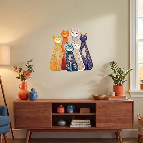 Wesiti Metal Cat Wall Art Decor Colorful Sculptures Mid Century 11.4x11.2 - Image 3