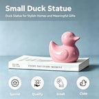 Pink Ceramic Duck Figurines, Mini Ducks Statues for Computer Decor, Desk - Image 2